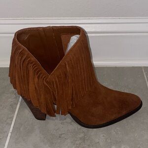 Jessica Simpson Jewles Fringe Ankle Booties - Cinnamon